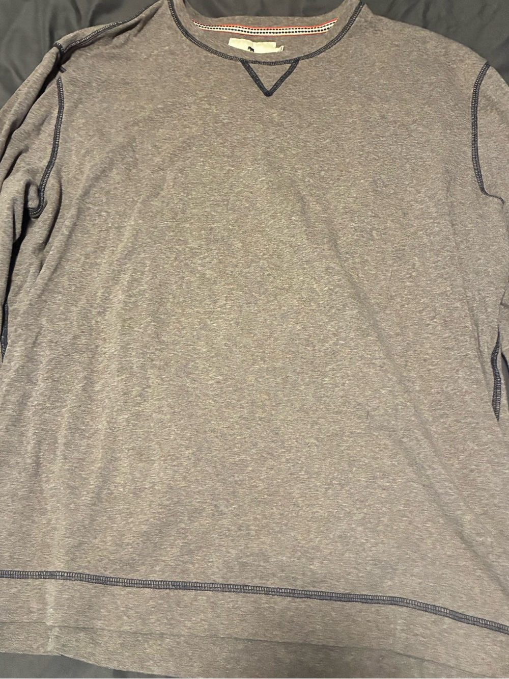 The Normal Brand Men's Long Sleeve Tee in Heather Gray with Dark Stitching